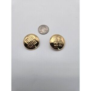 GIVENCHY PARIS NEW YORK SIGNATURE GREEK KEY CLIP-ON STATEMENT EARRINGS SIGNED